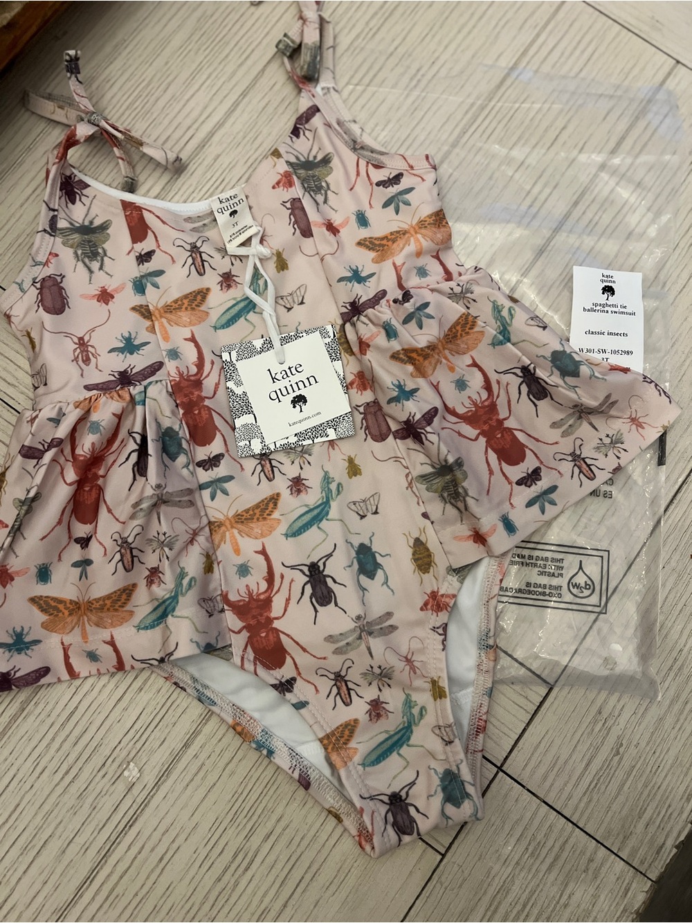 kate quinn Pink Insect Print Ruffle One-Piece Swimsuit